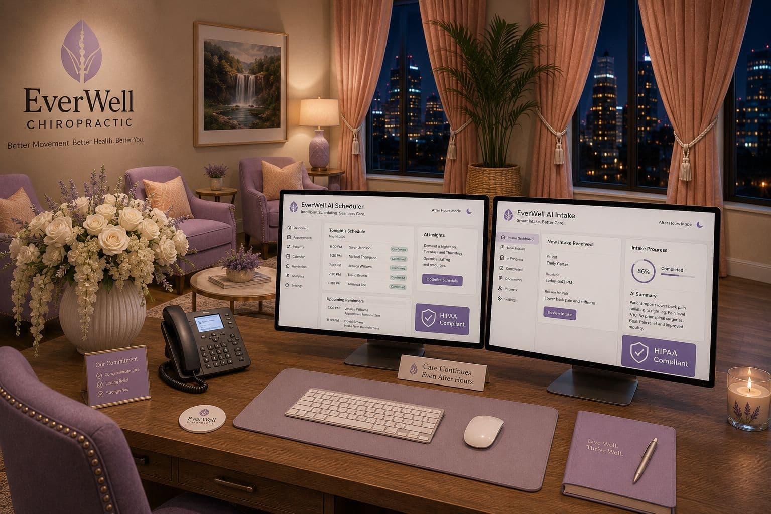 EverWell Chiropractic AI system: HIPAA compliant, after hours