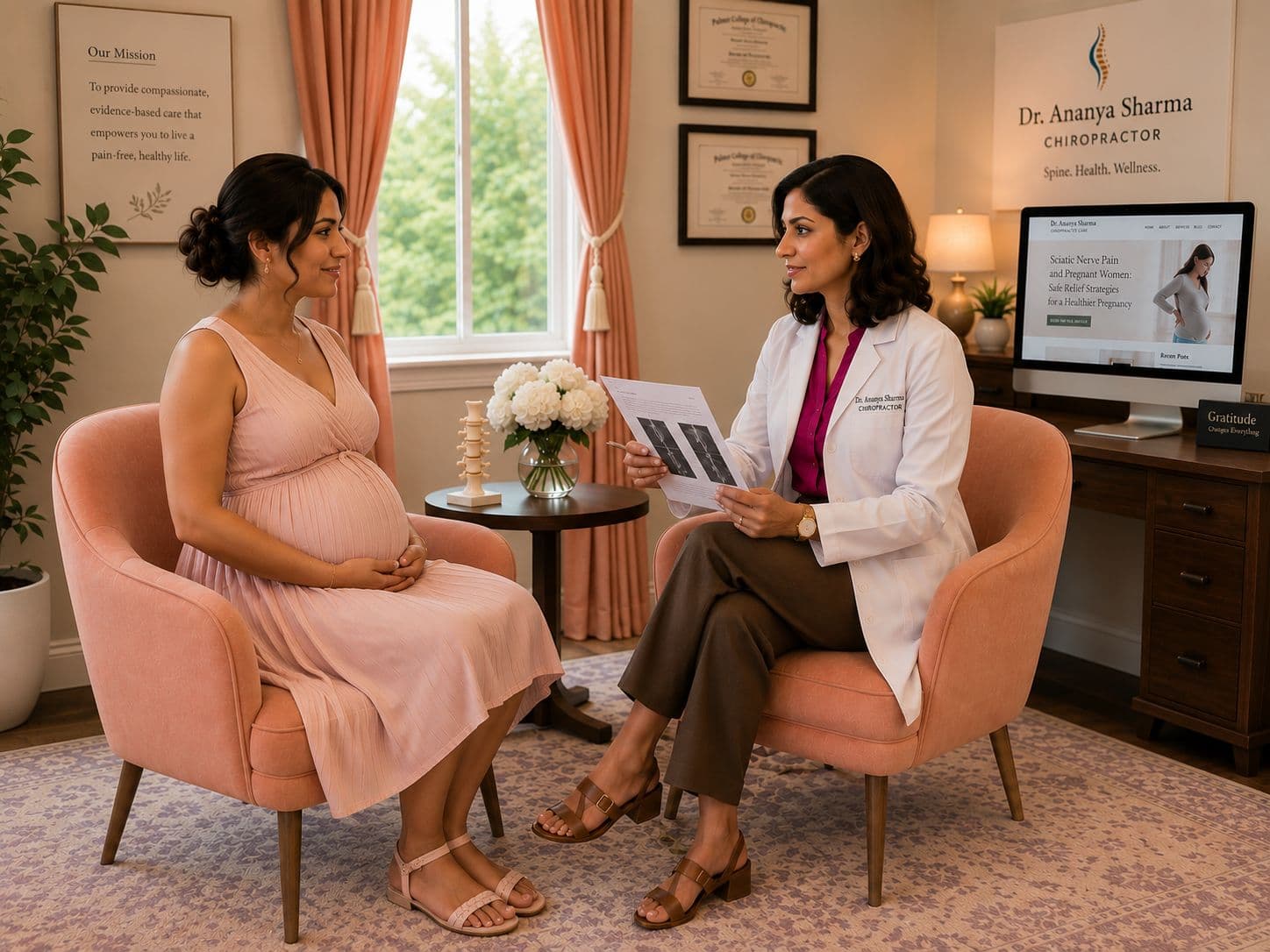Chiropractor consulting with a patient