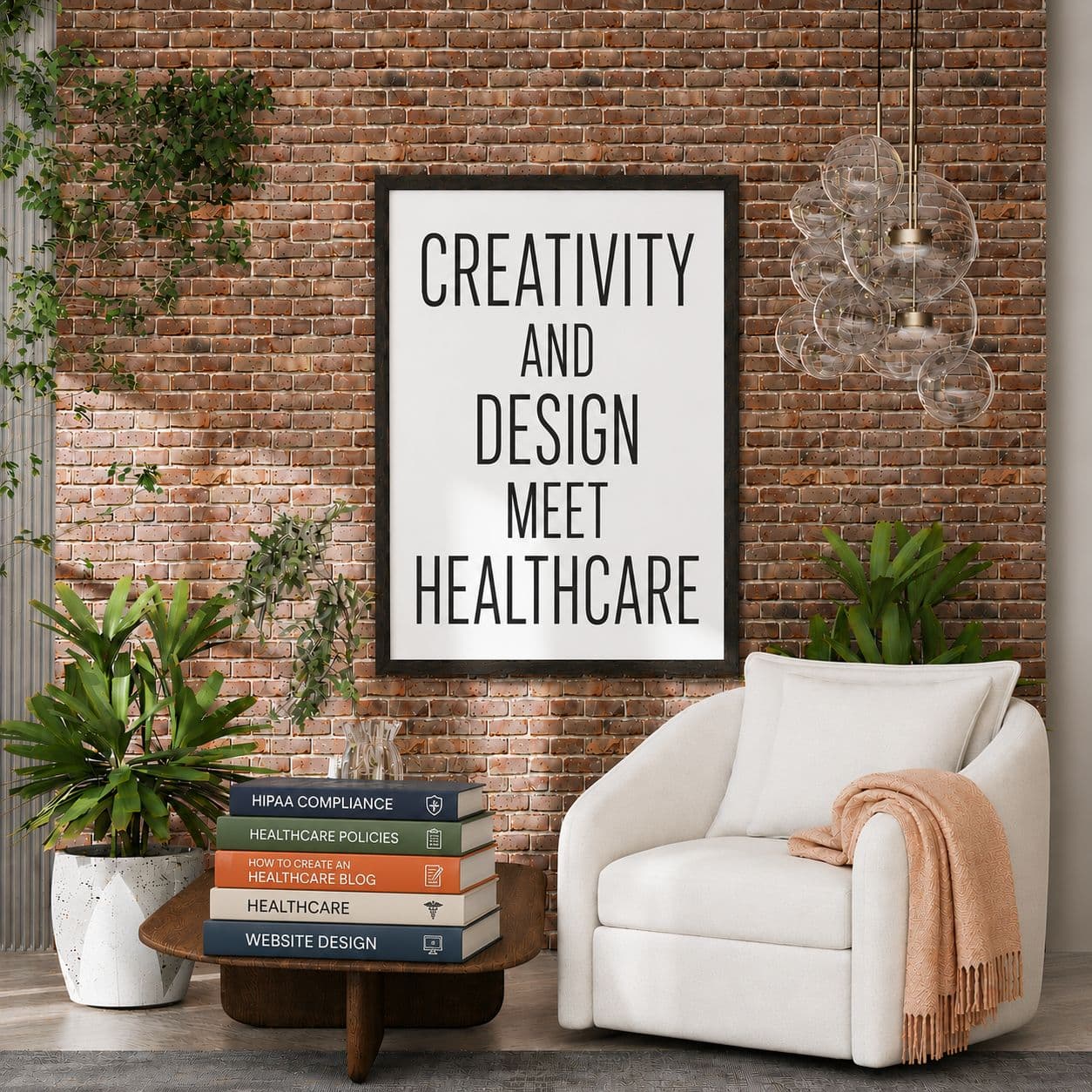 Creativity and Design Meet Healthcare editorial poster with healthcare books